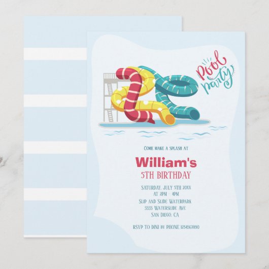 Waterpark Waterslide Zwembad Party Verjaardag Kaart (Voorkant / Achterkant)