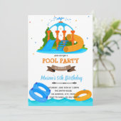 Waterpark zwembad uitnodiging voor verjaardag (Staand voorkant)