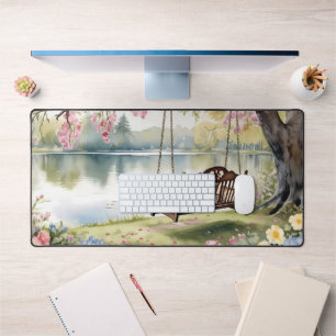 Waterpartij Zwing in Romantische Aquarel Tuin Bureaumat
