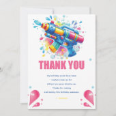 Waterpistool Aangepaste Meisjes Verjaardag Bedankkaart (Voorkant)