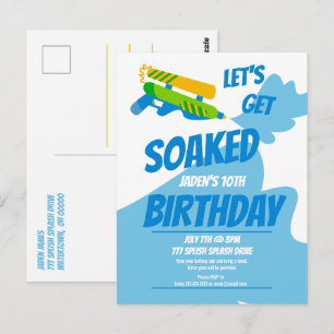 Waterpistool Gevecht Zwembad Feestje Kinderen Zome Briefkaart