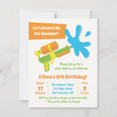 Waterpistool spel kinderen verjaardagsfeest uitnod kaart (Voorkant)