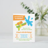 Waterpistool spel kinderen verjaardagsfeest uitnod kaart (Staand voorkant)