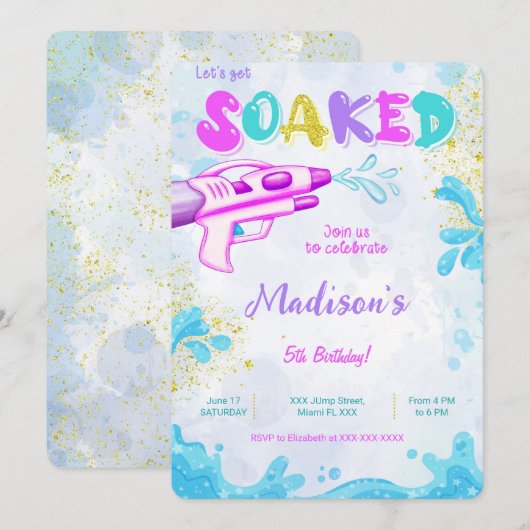 Waterpistool verjaardagsuitnodigingen  kaart (Voorkant / Achterkant)