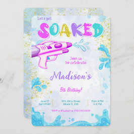 Waterpistool verjaardagsuitnodigingen  kaart