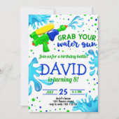 Waterpistool zomer zwembadfeestje jongens verjaard kaart (Voorkant)