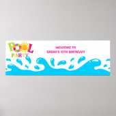 Waterplaspool Meisje Birthday Banner Poster (Voorkant)