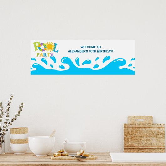 Waterplaspool Party Boy Birthday Banner Poster (Keuken)