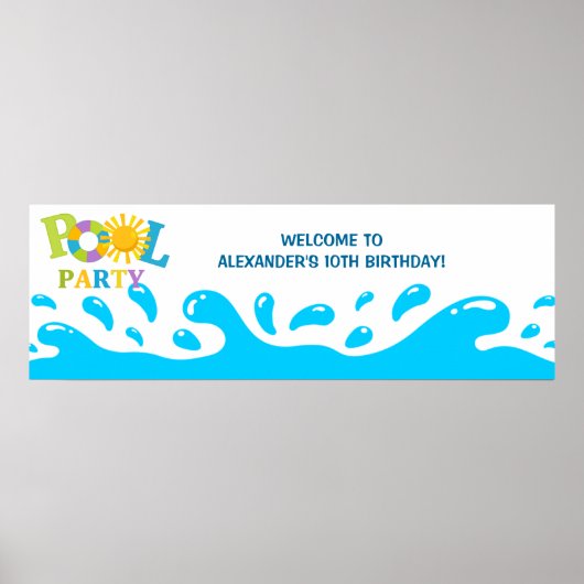 Waterplaspool Party Boy Birthday Banner Poster (Voorkant)