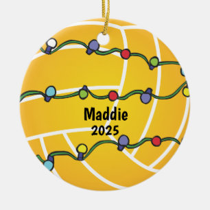 Waterpolo Bal Met Lichtjes Kerst Aanpasbaar Keramisch Ornament