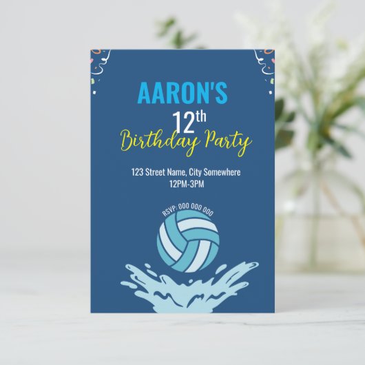 Waterpolo uitnodiging (Staand voorkant)