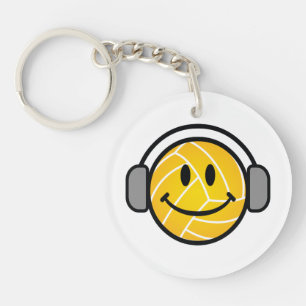 Waterpolobal met hoofdtelefoonsleutelketting sleutelhanger