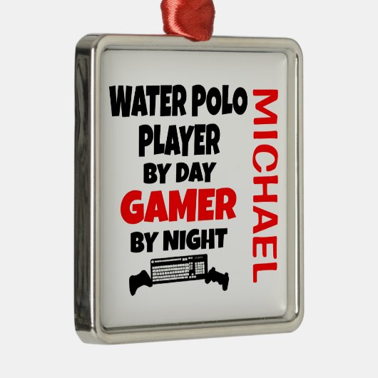 Waterpolospeler houdt van het spelen van videospel metalen ornament (Rechts)