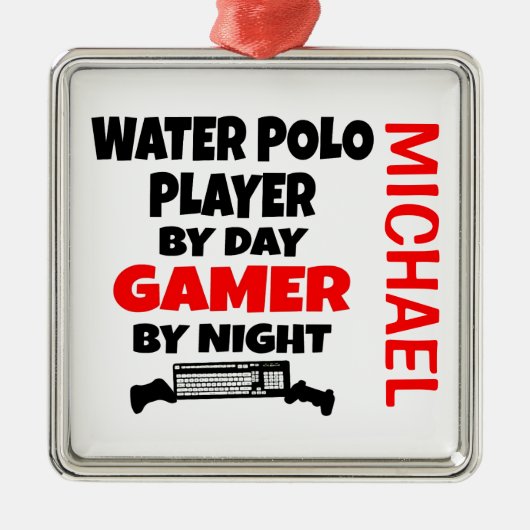 Waterpolospeler houdt van het spelen van videospel metalen ornament (Voorkant)