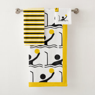 Waterpolospeler silhouet en monogram bad handdoek