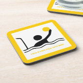 Waterpolospeler zwart silhouet, aangepast bier onderzetter (Linkerzijde)