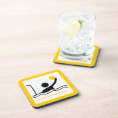 Waterpolospeler zwart silhouet, aangepast bier onderzetter (Rechterzijde)