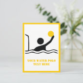 Waterpolospeler zwart silhouet, aangepast briefkaart (Staand voorkant)