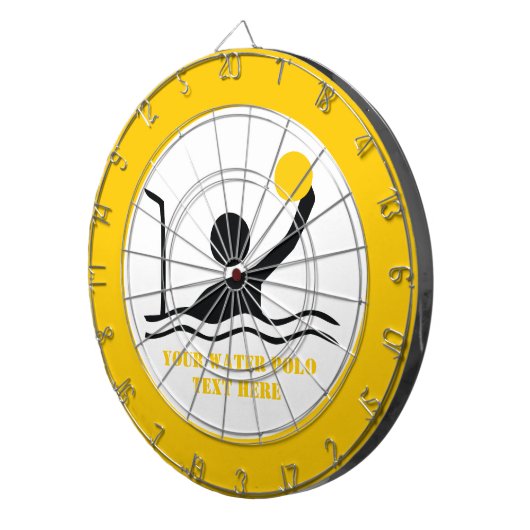 Waterpolospeler zwart silhouet, aangepast dartbord (Voorkant Rechts)