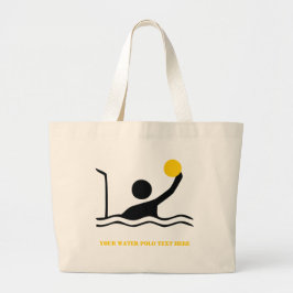 Waterpolospeler zwart silhouet, aangepast grote tote bag