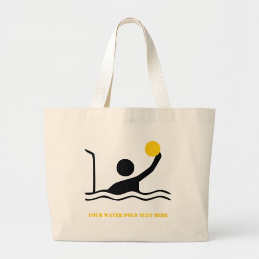 Waterpolospeler zwart silhouet, aangepast grote tote bag (Voorkant)