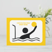 Waterpolospeler zwart silhouet, aangepast kaart (Staand voorkant)