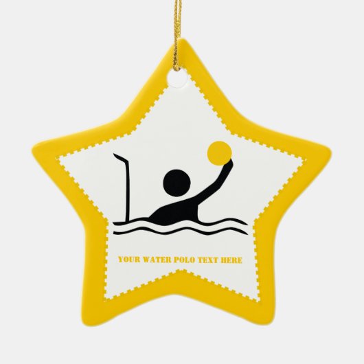 Waterpolospeler zwart silhouet, aangepast keramisch ornament (Voorkant)