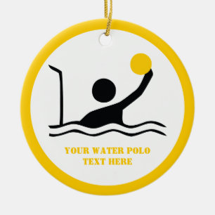 Waterpolospeler zwart silhouet, aangepast keramisch ornament
