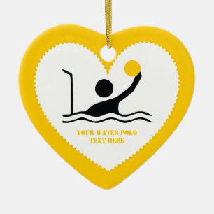Waterpolospeler zwart silhouet, aangepast keramisch ornament