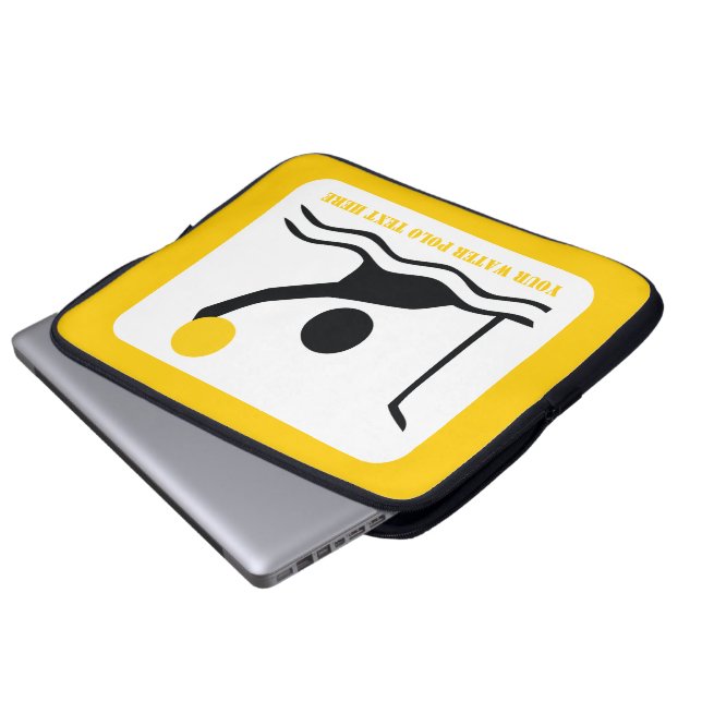 Waterpolospeler zwart silhouet, aangepast laptop sleeve (Voorkant onderkant)