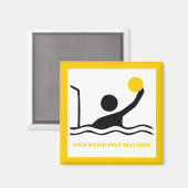 Waterpolospeler zwart silhouet, aangepast magneet (Voorkant / Achterkant)