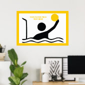 Waterpolospeler zwart silhouet, aangepast poster (Thuiskantoor)