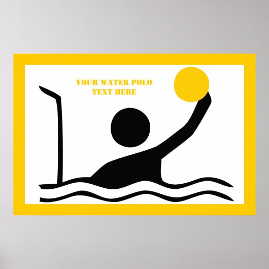 Waterpolospeler zwart silhouet, aangepast poster (Voorkant)