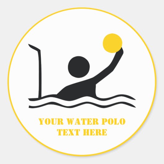 Waterpolospeler zwart silhouet, aangepast ronde sticker (Voorkant)