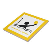 Waterpolospeler zwart silhouet, aangepast tegeltje (Zijkant)