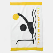 Waterpolospeler zwart silhouet, aangepast theedoek (Verticaal)