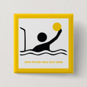 Waterpolospeler zwart silhouet, aangepast vierkante button 5,1 cm (Voorkant)