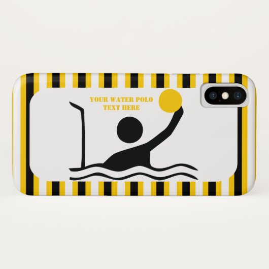 Waterpolospeler zwarte silhouette gele strepen Case-Mate iPhone case (Achterkant (horizontaal))