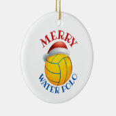 Waterpoly kerstbal met Santa Hat Keramisch Ornament (Rechts)