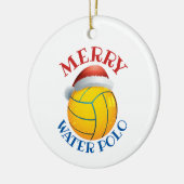 Waterpoly kerstbal met Santa Hat Keramisch Ornament (Links)