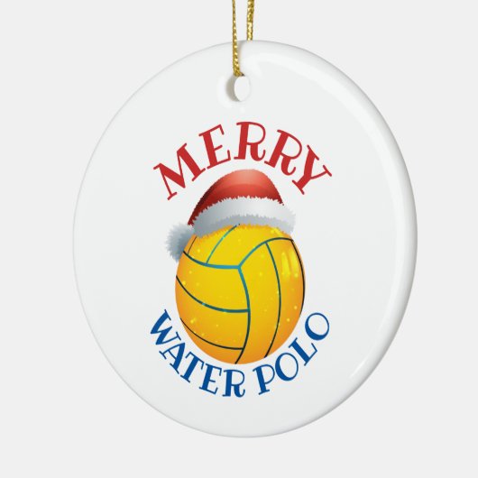 Waterpoly kerstbal met Santa Hat Keramisch Ornament (Links)