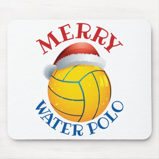 Waterpoly kerstbal met Santa Hat Muismat (Voorkant)