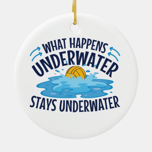 Waterpoly wat er onder water gebeurt keramisch ornament (Achterkant)