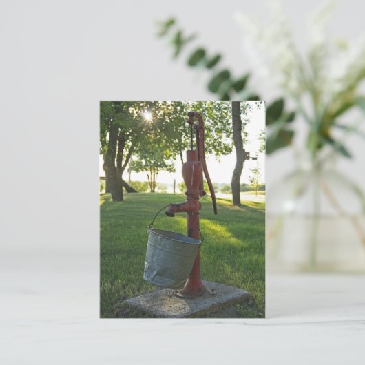 Waterpomp en -pomp briefkaart (Staand voorkant)