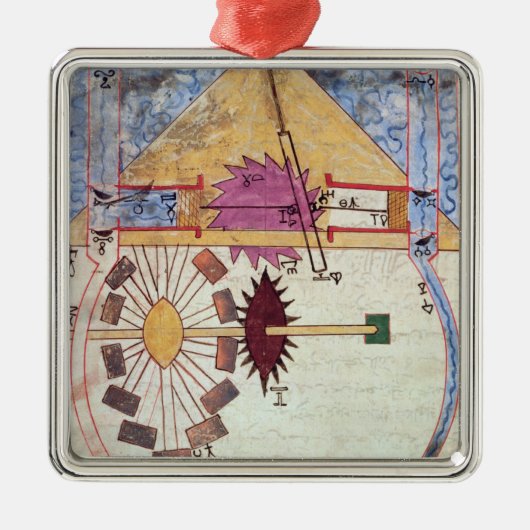 Waterpomp uit het 'Boek van de Ingenieure Kennis' Metalen Ornament (Voorkant)