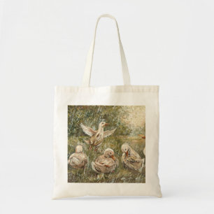 Waterpret Whimsical Boerderij Eend Familie Vijver Tote Bag