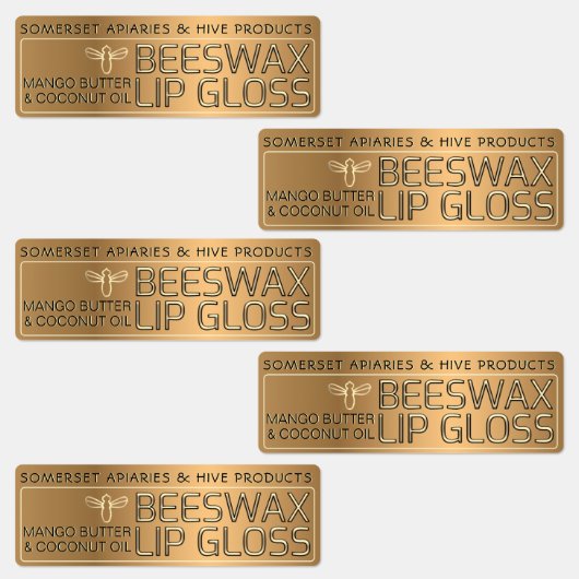 Waterproof Beeswax Lip Gloss Label with Gold Bee (Groep)