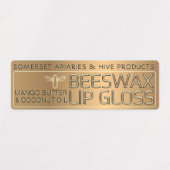 Waterproof Beeswax Lip Gloss Label with Gold Bee (Design 2)