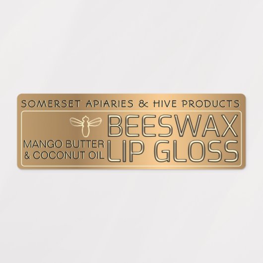Waterproof Beeswax Lip Gloss Label with Gold Bee (Design 1)