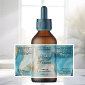 Waterproof Blue Gold Glitter Dropper Bottle Label